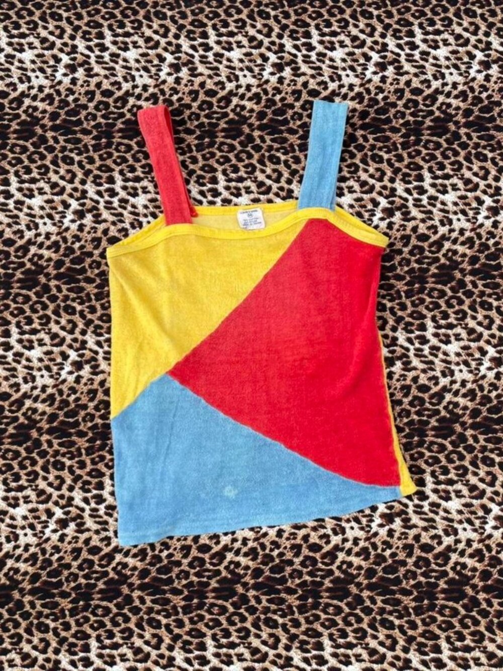 retro vintage color-block terry cloth tank top
